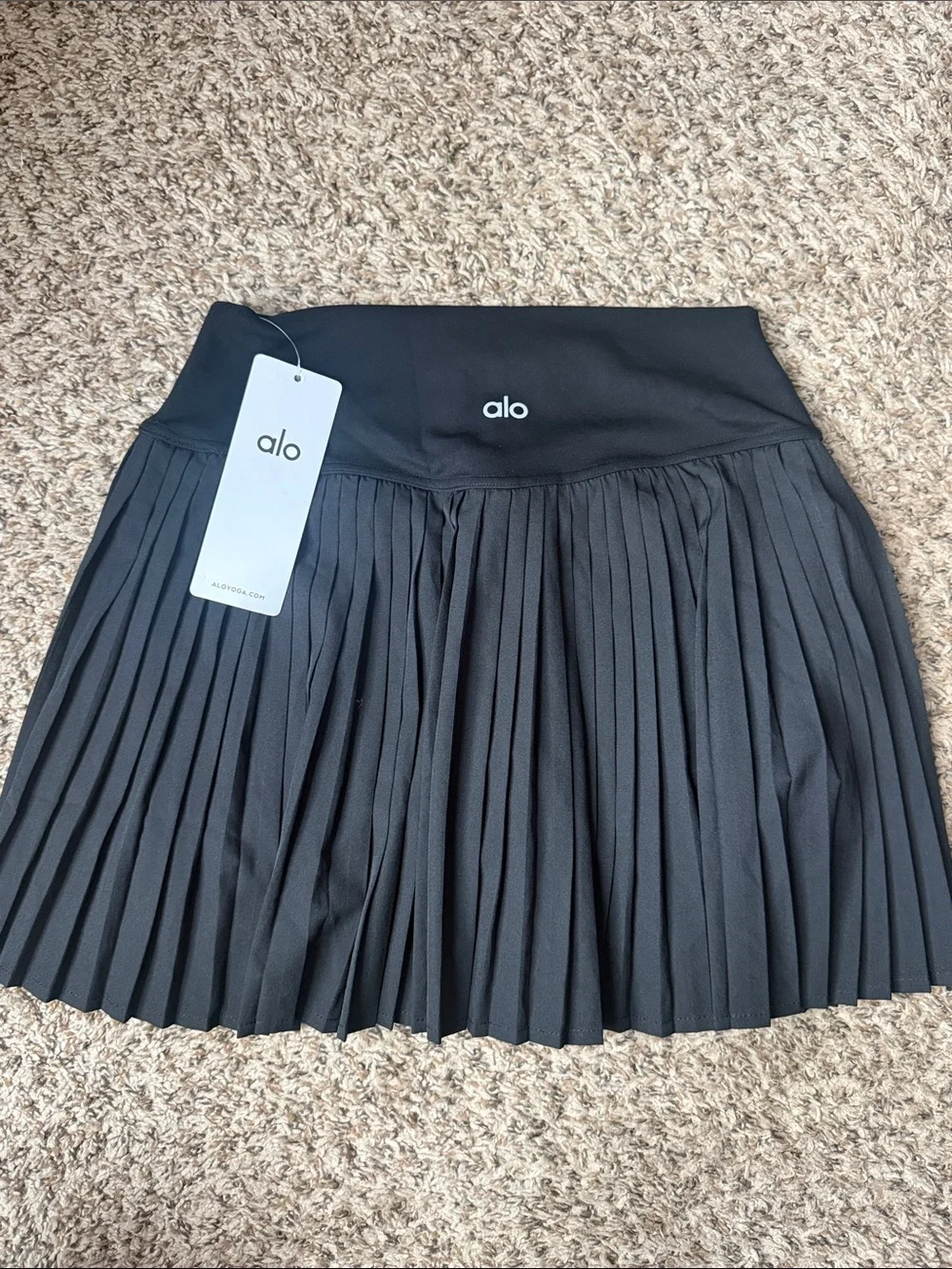 ALO Yoga Black Pleated Circle Skirt